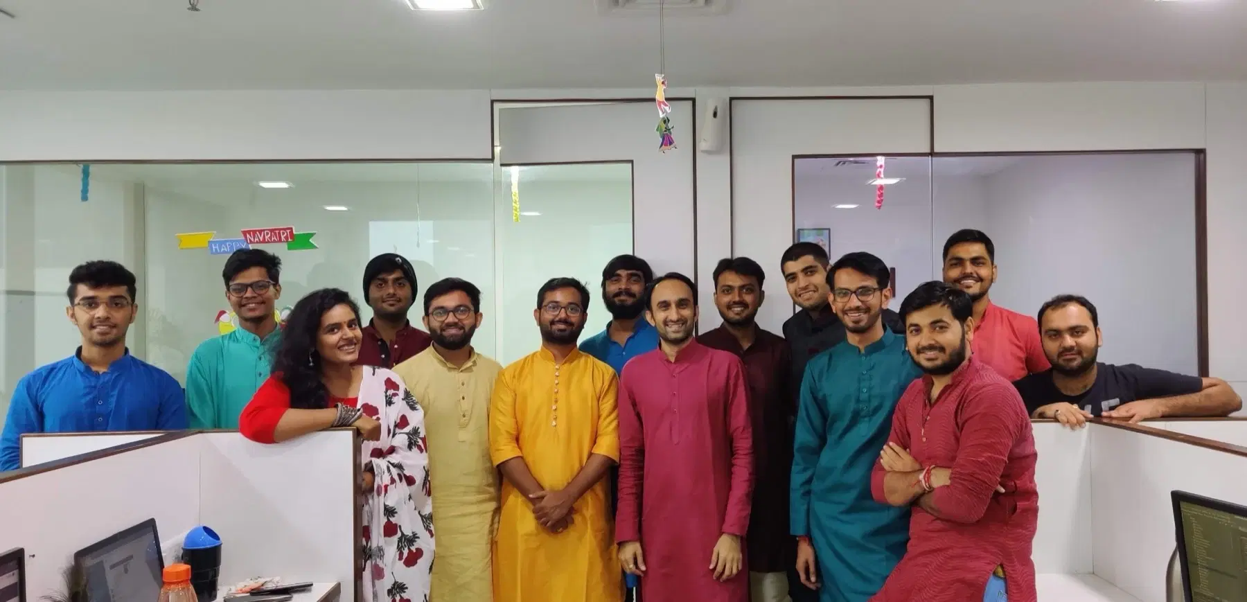 The Nividata team in traditional dress celebrating Navratri together